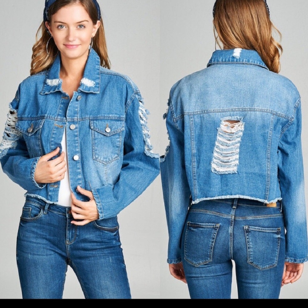 Distress denim Jean jacket